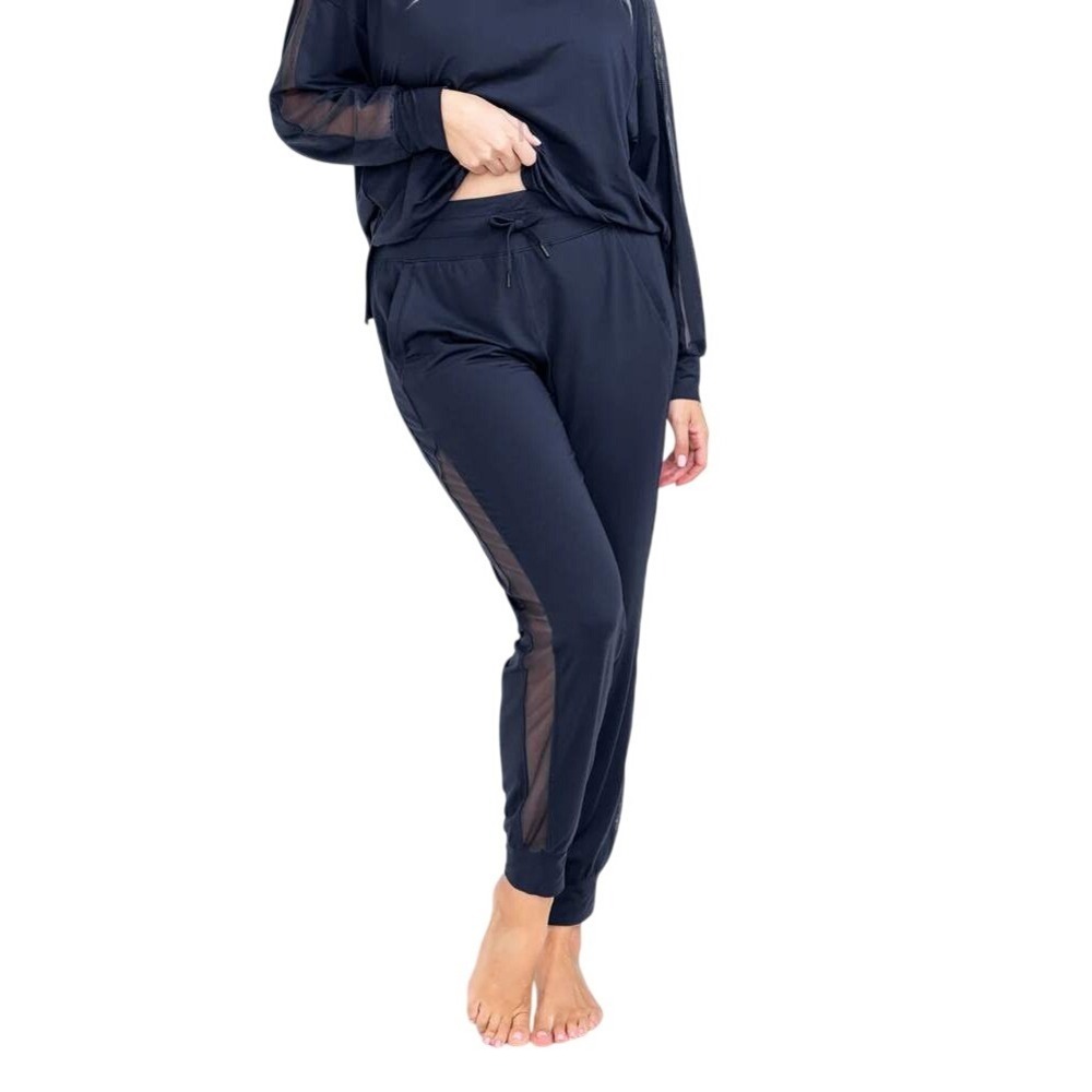 HONEYLOVE Navy BlissWear Blue Mesh Panel Cooling Lounge Pants Large Comfy‎